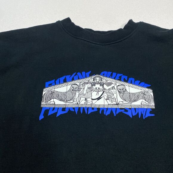 FuckingAwesome Pullover Sweatshirt Men XL Black Blue Greek Graphic Clean - Picture 5 of 15